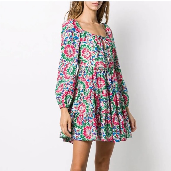 RIXO LONDON ROXY FLORAL PRINT LONG SLEEVE MINI DRESS SMALL - Picture 2 of 7